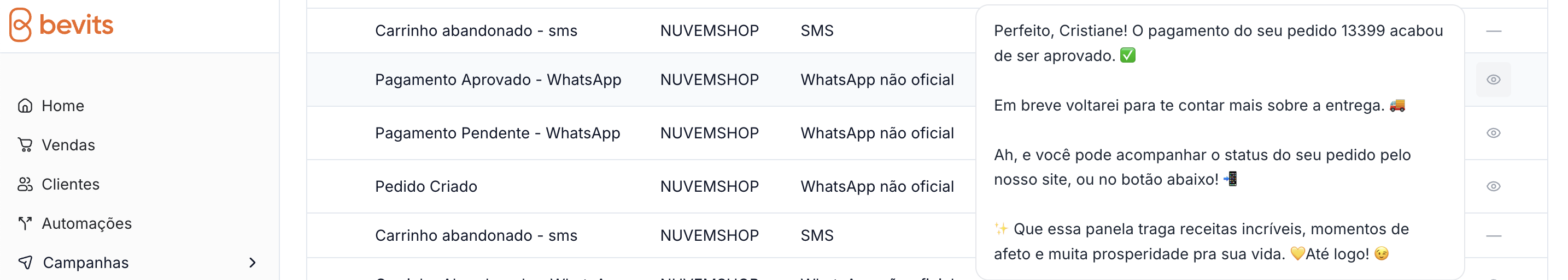 Preview da Mensagem