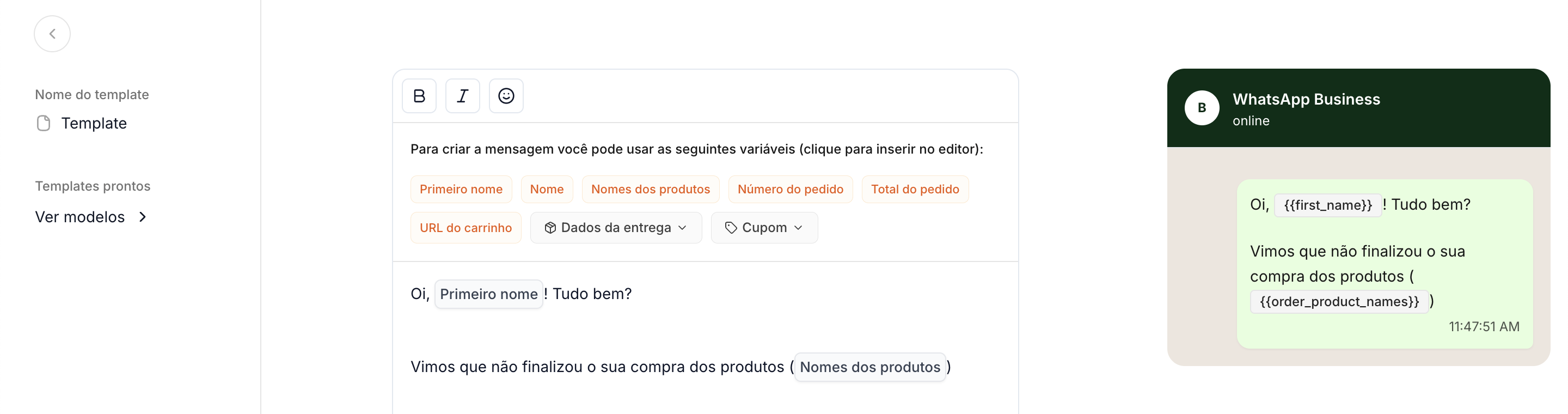 Nomes dos Produtos